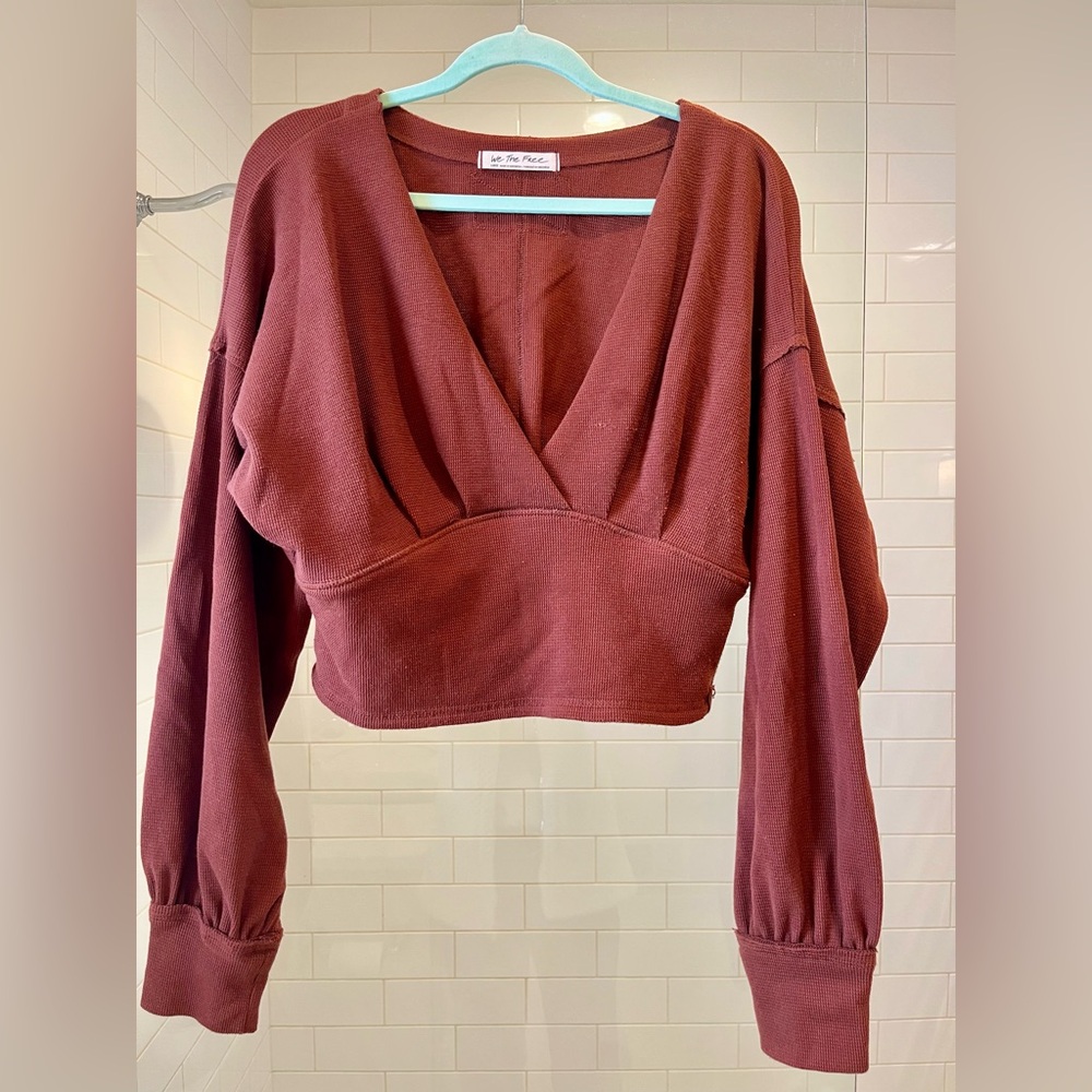 Free People All nighter thermal crop top size L (Red Jasper)